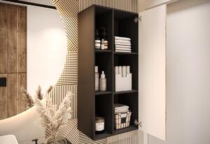 Závesná kúpeľňová skrinka WOTANA, 45x100x30, dub wotan/čierna, ľavá