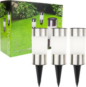 Tg71391 Záhradná Lampa 3Ks /Kpl Led Solárne Inox Zemný Pohon Pól Solárne