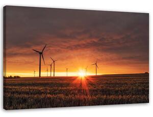 Obraz na plátne Západ slnka a veterné mlyny Rozmery: 60 x 40 cm