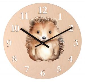 ČistéDrevo Farebné nástenné hodiny pre deti - ježko
