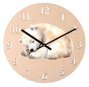 ČistéDrevo Farebné nástenné hodiny pre deti - medvedík