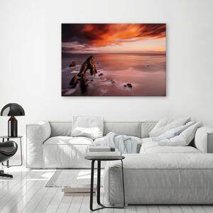 Obraz na plátne Oranžová obloha pri mori Rozmery: 60 x 40 cm