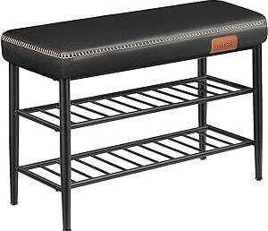 Kolekcia VASAGLE EKHO - lavica na topánky, lavica do predsiene a spálne,Polyuretánpoťah s prešívaním, moderna stredného storočia, nosnosť 135 kg, 30 x 80 x 50 cm