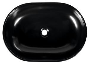 Sapho, CALEO keramické umývadlo, priemer 60x42x14 cm, na dosku, čierna matná, CA590B