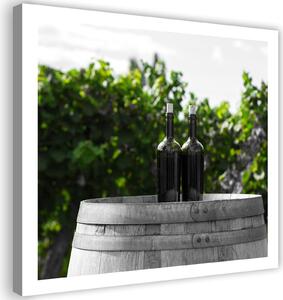 Obraz na plátne Fľaše vína na sude Rozmery: 30 x 30 cm