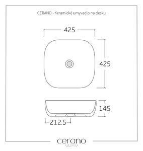 CERANO - Keramické umývadlo na dosku Sano - biela lesklá - 42,5x42,5 cm