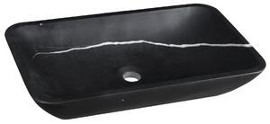 Sapho BLOK kamenné umývadlo 60x11x35 cm hranaté, čierny Marquin matný