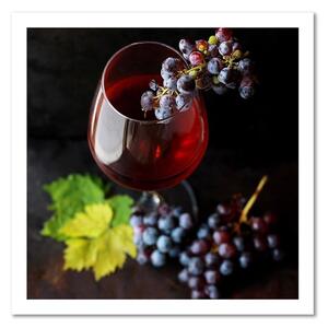Obraz na plátne Červené víno a hrozno Rozmery: 30 x 30 cm