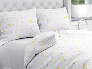 Biante Bavlnené posteľné obliečky Sandra SA-497 Žlté bylinky na bielom Jednolôžko 140x200 a 70x90 cm