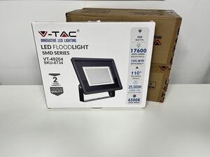 V-TAC Čierny LED reflektor 200W, 4+1ks zadarmo, Studená biela 6000 - 6500K
