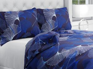 Biante Bavlnené posteľné obliečky Sandra SA-502 Modré Ginkgo listy na modrom Jednolôžko 140x200 a 70x90 cm