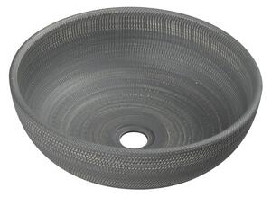 Sapho PRIORI keramické umývadlo, priemer 41 cm, 15 cm, sivá so vzorom