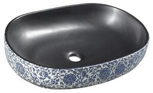Sapho PRIORI keramické umývadlo, 60x13, 5x40 cm, čierna s modrým vzorom