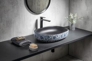 Sapho PRIORI keramické umývadlo na dosku, 60x40 cm, čierna s modrým vzorom