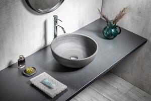 Sapho PRIORI keramické umývadlo na dosku, Ø 41 cm, sivá so vzorom