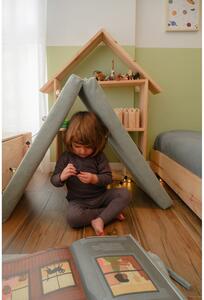 Svetlomodrý menčestrový detský puf Montessori - Little Nice Things