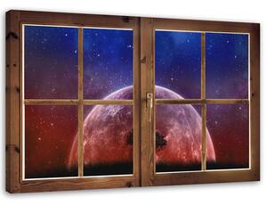 Obraz na plátne Okno - pohľad na mesiac Rozmery: 60 x 40 cm