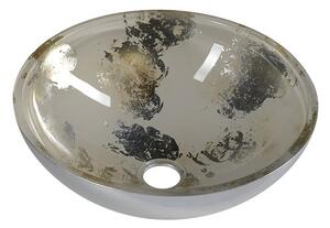 Sapho MURANO ANIMA 2 sklenené umývadlo okrúhle 40x14 cm, strieborná/béžová