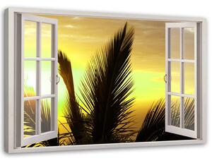 Obraz na plátne Okno - palmy Rozmery: 60 x 40 cm