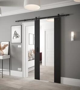 Posuvné dvere s kovaním a zrkadlom LEONTINA 2 - 90 cm, čierne