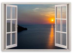 Obraz na plátne Okno - západ slnka nad zálivom Rozmery: 60 x 40 cm