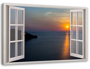 Obraz na plátne Okno - západ slnka nad zálivom Rozmery: 60 x 40 cm
