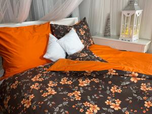 Ervi bavlnené obliečky obojstranné - kvety na hnedom/oranžové