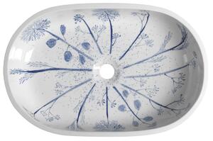 Sapho PRIORI keramické umývadlo na dosku, 60x40 cm, biela s modrým vzorom