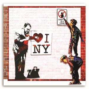 Obraz na plátne Banksy - I love New York Rozmery: 30 x 30 cm
