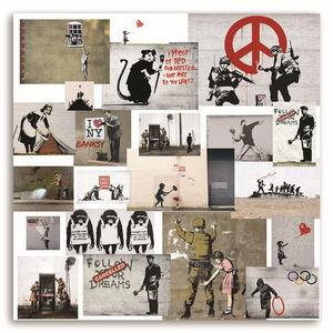Obraz na plátne Banksy mural - zbierka streetartových diel Rozmery: 30 x 30 cm