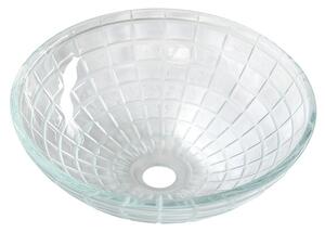TOSEMI sklenené gravírované umývadlo, priemer 42 cm, číra TY153