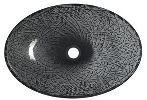 Sapho PURUS sklenené gravírované umývadlo 50x15,5x36 cm, čierna