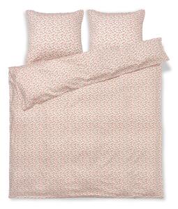 Bielo-ružové predĺžené obliečky na dvojlôžko z bavlneného saténu 200x220 cm Pleasantly - JUNA