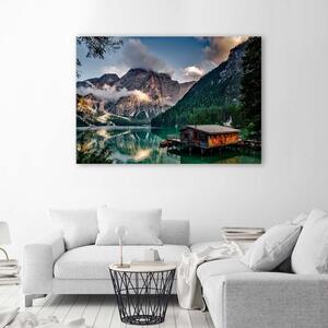 Obraz na plátne Chata na jazere v horách Rozmery: 60 x 40 cm