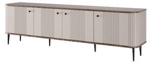 TV stolík Vespera 4D 187 cm - kašmírová / orech / čierne nožičky