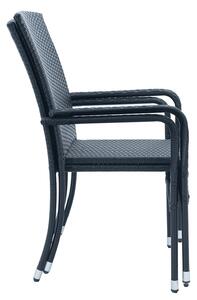 Polyratanové záhradné stoličky Yoro Set 2 stohovateľné s podrúčkami - čierna mramorovaná