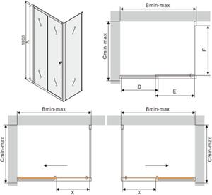 MEXEN - Apia sprchovací kút, posuvné dvere, 120 x 70 cm, transparentné - zlatá - 840-120-070-50-00