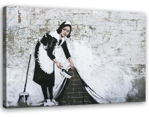 Obraz na plátne Banksy maid - street art mural Rozmery: 60 x 40 cm