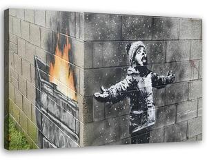 Obraz na plátne Port Talbot chlapec, Banksy nástenná maľba Rozmery: 60 x 40 cm