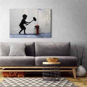 Obraz na plátne Chlapec s kladivom, Banksy nástenná maľba Rozmery: 60 x 40 cm