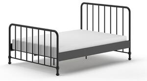 Čierna kovová jednolôžková posteľ s roštom 140x200 cm BRONXX – Vipack