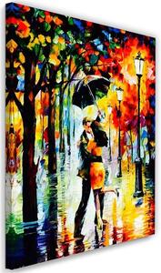 Obraz na plátne Zamilovaný pár pod dáždnikom Rozmery: 40 x 60 cm