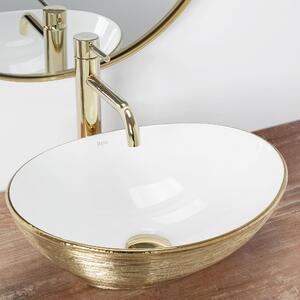 Rea - Umývadlo na dosku Sofia Brush - zlatá/biela - 41x34,5 cm