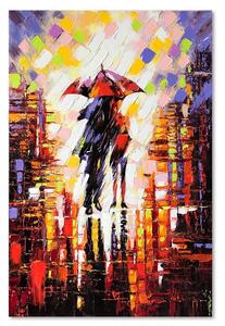 Obraz na plátne Pár v daždi pod dáždnikom Rozmery: 40 x 60 cm
