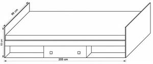Jednolôžková posteľ 90 cm Torton T20 (s roštom a úl. priestorom). Vlastná spoľahlivá doprava až k Vám domov. 606158
