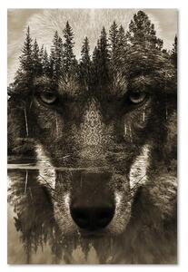 Obraz na plátne Čierny vlk abstraktný, sépia Rozmery: 40 x 60 cm