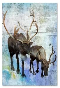 Obraz na plátne Jelene a soby v zime Rozmery: 40 x 60 cm