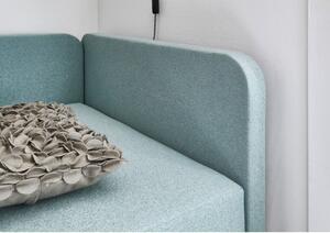 Svetlomodrá čalúnená jednolôžková posteľ s úložným priestorom 90x200 cm Cabana – Meise Möbel