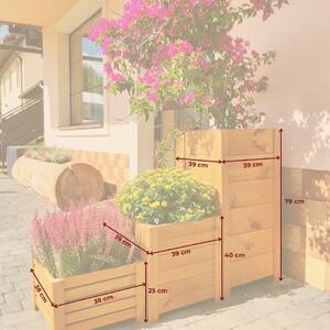 Štvorcový drevený záhradný truhlík - svetlohnedý, 39 x 39 x 40 cm