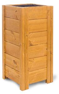 Vysoký drevený záhradný truhlík štvorcový - svetlohnedý, 39 x 39 x 79 cm